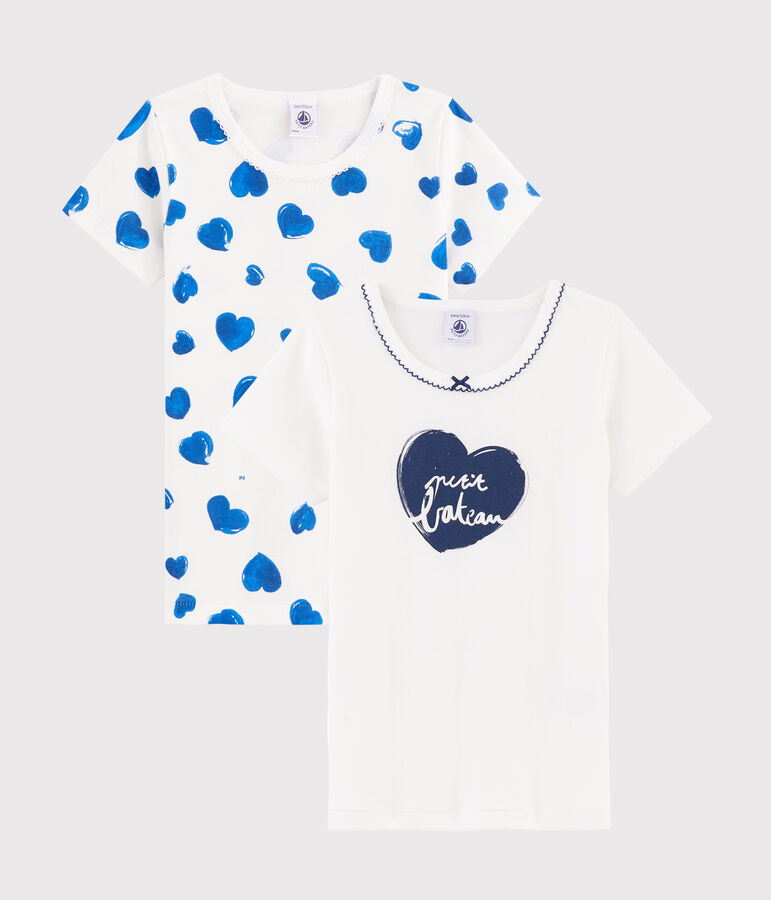 Juego de 2 camisetas de manga corta con corazones de ni&ntilde;a multicolor