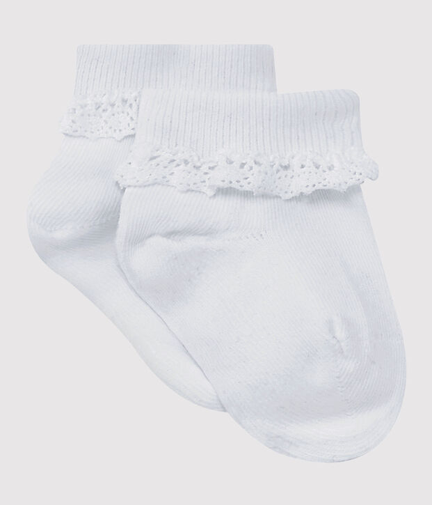 Calcetines ni&ntilde;a con puntilla blanco
