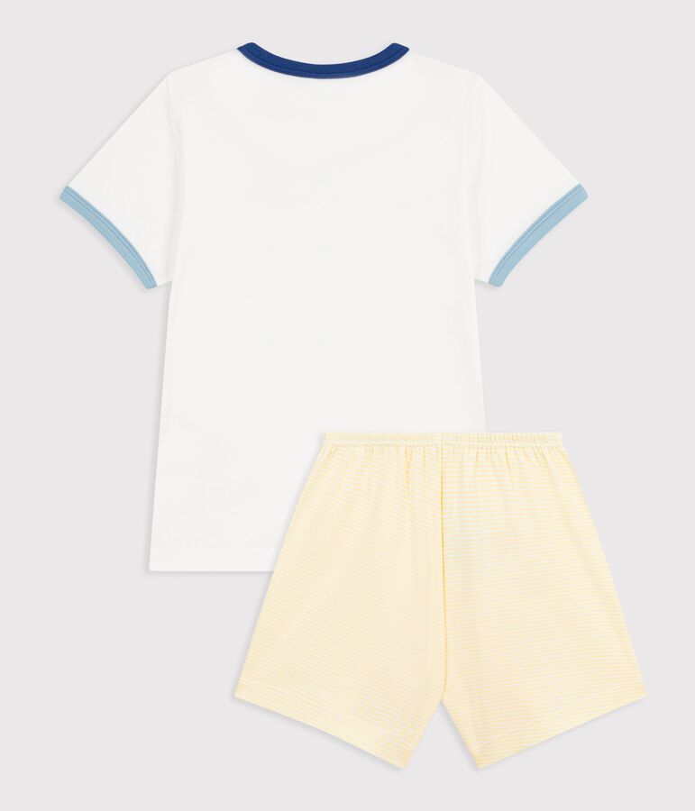 Pijama corto infantil de algod&oacute;n con estampado de oc&eacute;ano blanco/multicolor