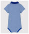 Body de cuello polo de algodón y manga corta de bebé niño azul SURF/blanco MARSHMALLOW