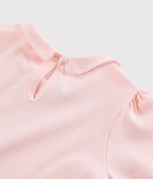 Camiseta de manga corta de algod&oacute;n de ni&ntilde;a rosa