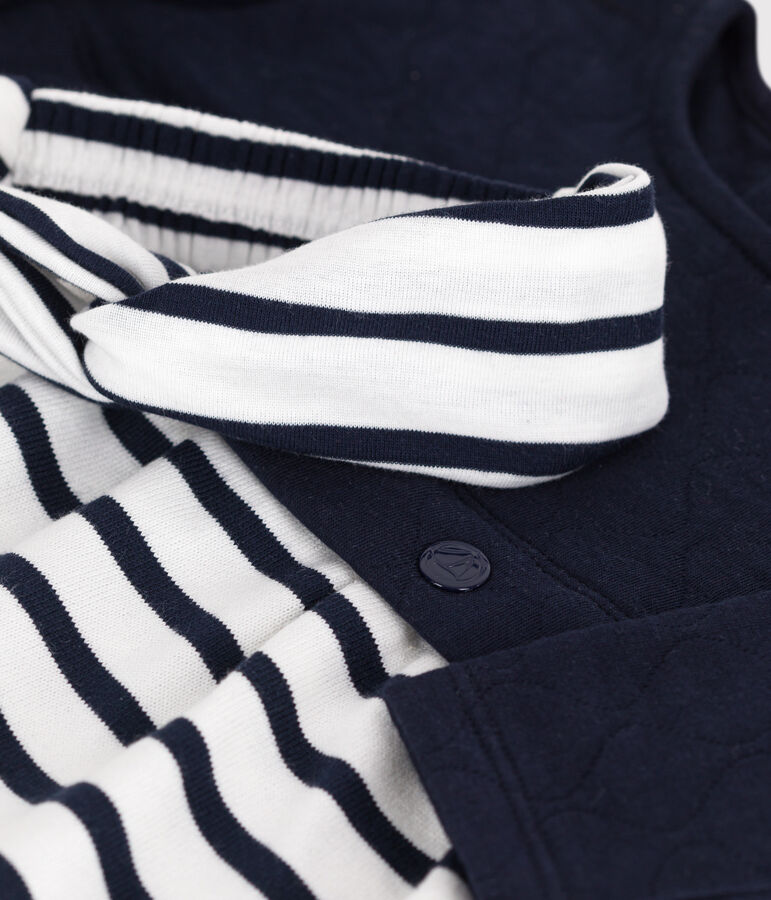 Conjunto de vestido de manga larga de t&uacute;bico y algod&oacute;n y diadema de punto a juego para beb&eacute; multicolor