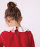 Pijama infantil liso de pana con collar&iacute;n rojo