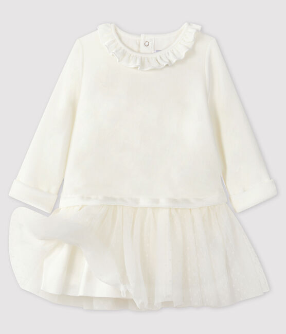 Vestido de manga larga para bebé niña blanco MARSHMALLOW