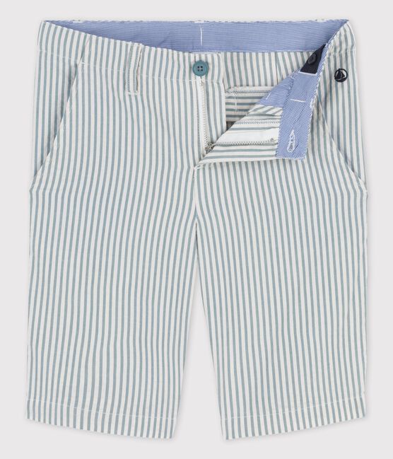 Bermudas de mil rayas de niño blanco MARSHMALLOW/azul BRUT