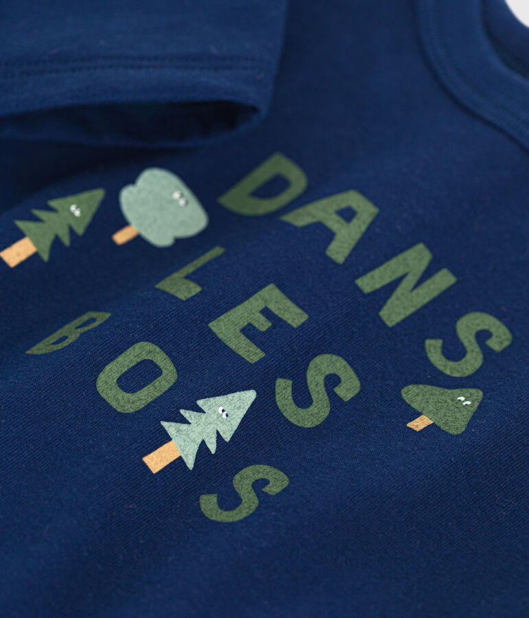 Camiseta de manga larga de punto fino para beb&eacute; azul