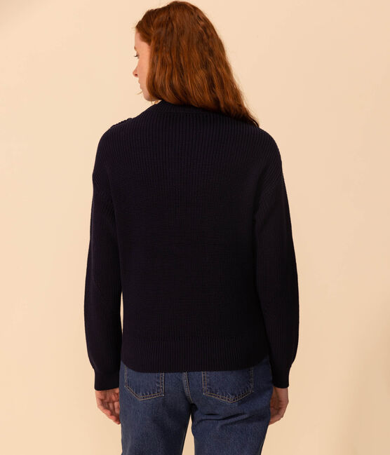 Jersey de punto inglés de algodón para mujer azul SMOKING