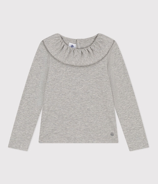 Blusa de algod&oacute;n para ni&ntilde;a gris