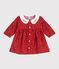 Vestido de algodón estampado de manga larga con cuello bordado para bebé rojo AMARANTE/ TERKUIT