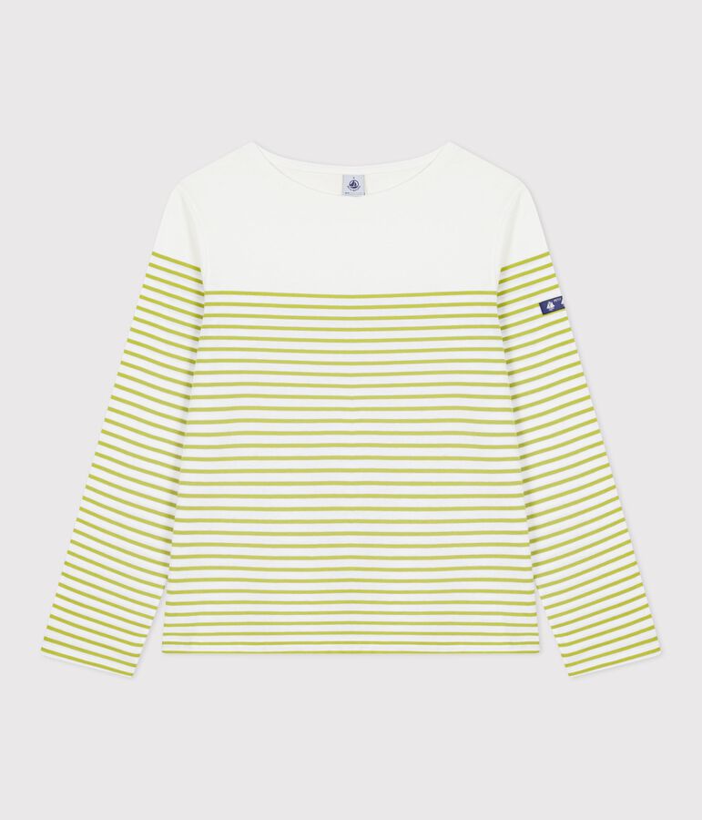 Marinera de algod&oacute;n a rayas para mujer verde/verde