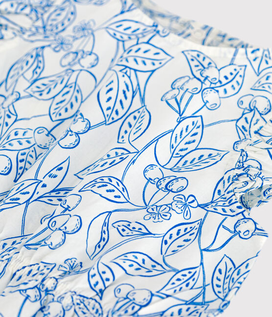 Pelele corto de algodón sin mangas con estampado de cerezas azules para bebé azul MARSHMALLOW/ PORCELANA