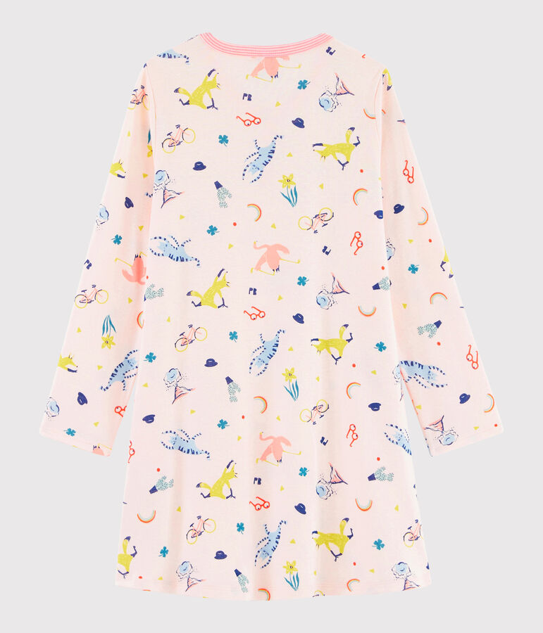 Camis&oacute;n con estampado de fantas&iacute;a de ni&ntilde;a de punto rosa FLEUR/blanco MULTICO