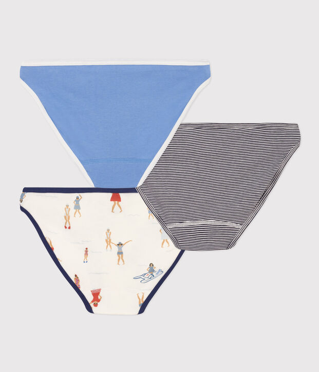 Juego de 3 braguitas de algod&oacute;n para mujer multicolor