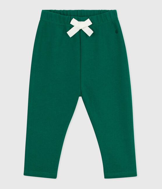 Pantalón liso de algodón para bebé verde EVERGREEN