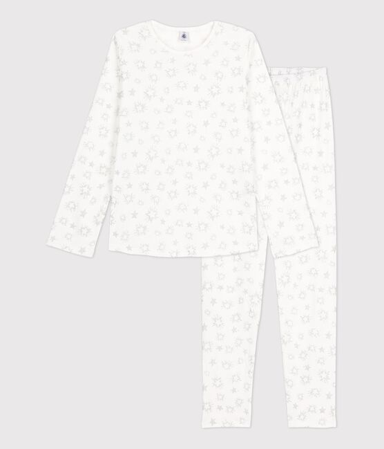 Pijama con estampado de estrellas de niña de algodón blanco MARSHMALLOW/blanco MULTICO