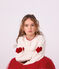 C&aacute;rdigan infantil de lana y algod&oacute;n con estampados blanco/rojo