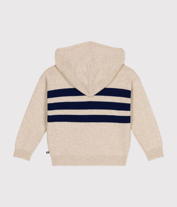 Jersey con capucha de lana y algod&oacute;n para ni&ntilde;o crudo/azul