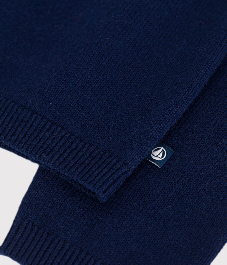 C&aacute;rdigan infantil liso de lana y algod&oacute;n azul SOIR