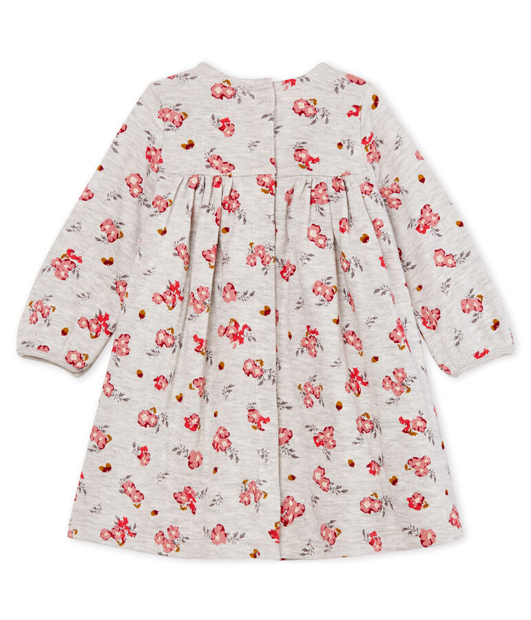 Vestido de manga larga estampado para beb&eacute; ni&ntilde;a gris/multicolor