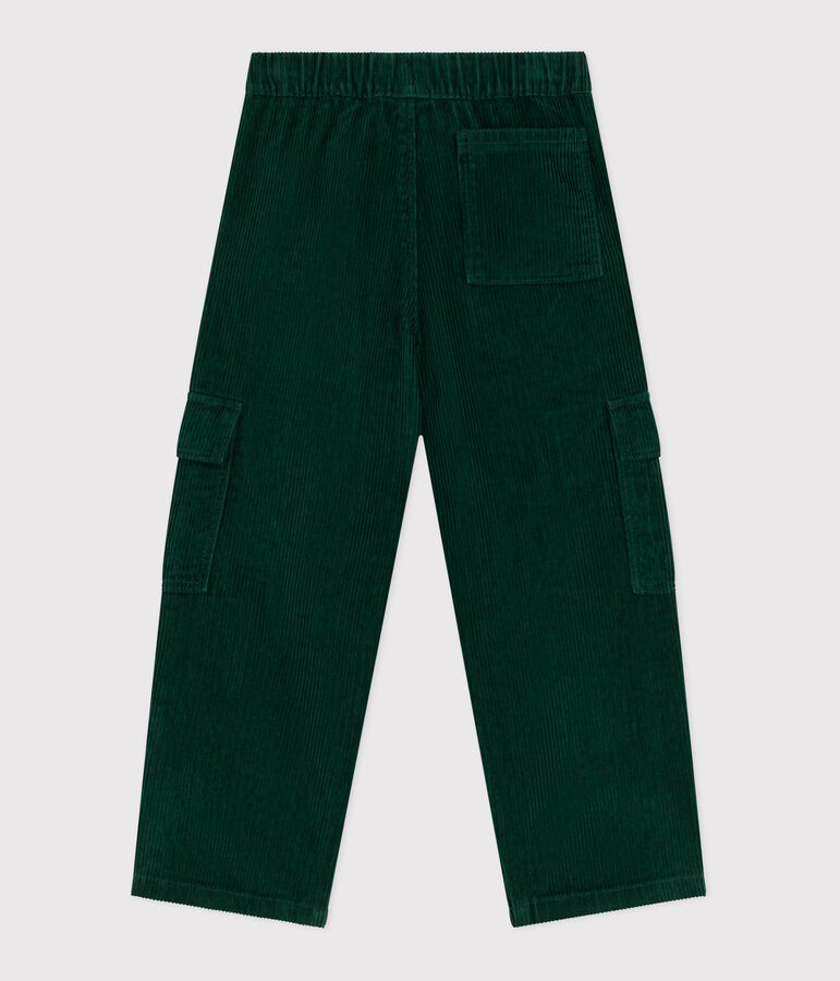 Pantal&oacute;n cargo infantil liso de pana verde