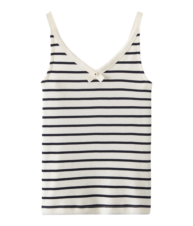 Camiseta de tirantes 100 anos de la braguita mujer blanco/azul