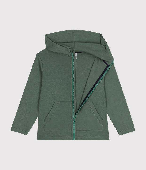 Sudadera con cremallera y capucha de punto de ni&ntilde;o verde