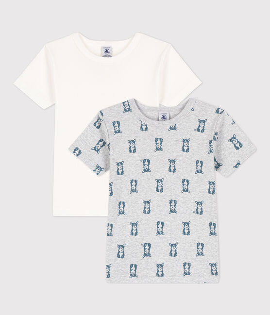 Juego de 2 camisetas de manga corta con perrito de algodón de niño variante 1