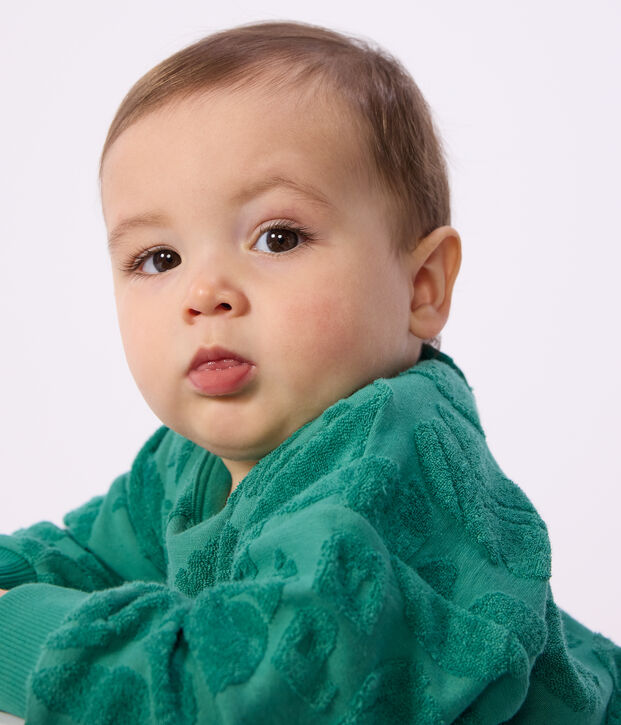 Sudadera de algod&oacute;n con capucha y estampado de palmeras para beb&eacute; verde