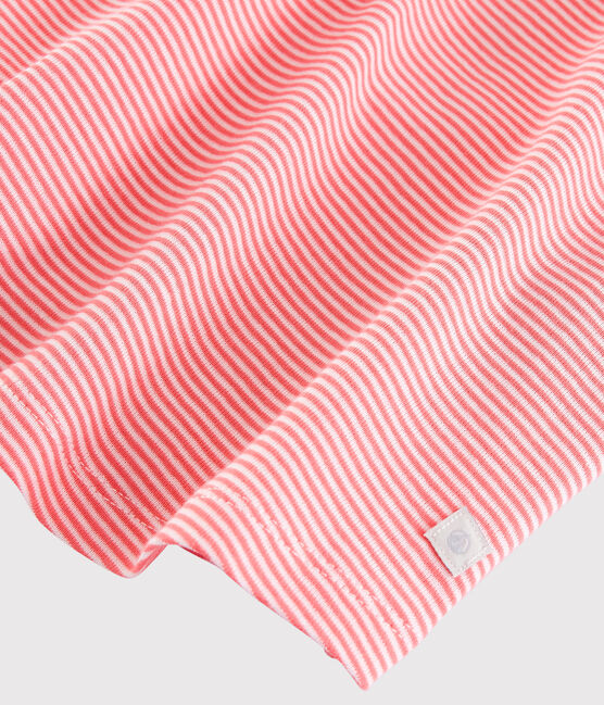 Pijama mil rayas de niña de algodón rosa PEACHY/blanco MARSHMALLOW