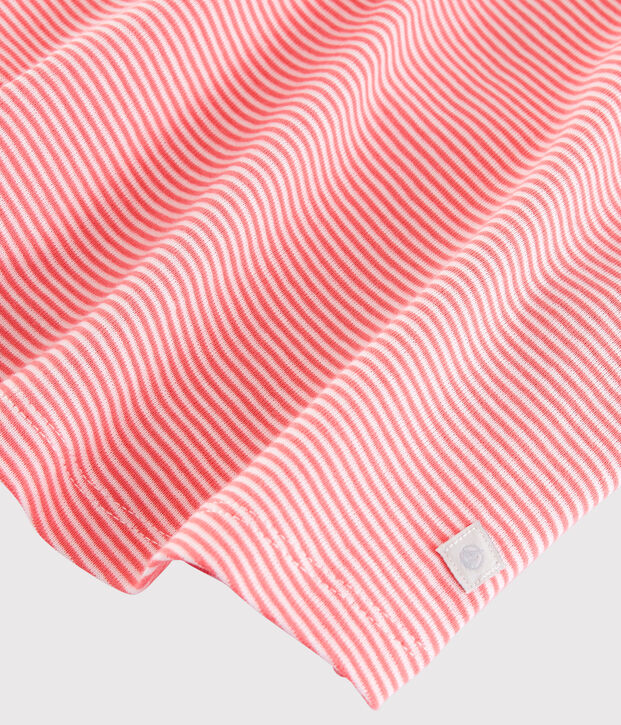 Pijama mil rayas de ni&ntilde;a de algod&oacute;n naranja/blanco