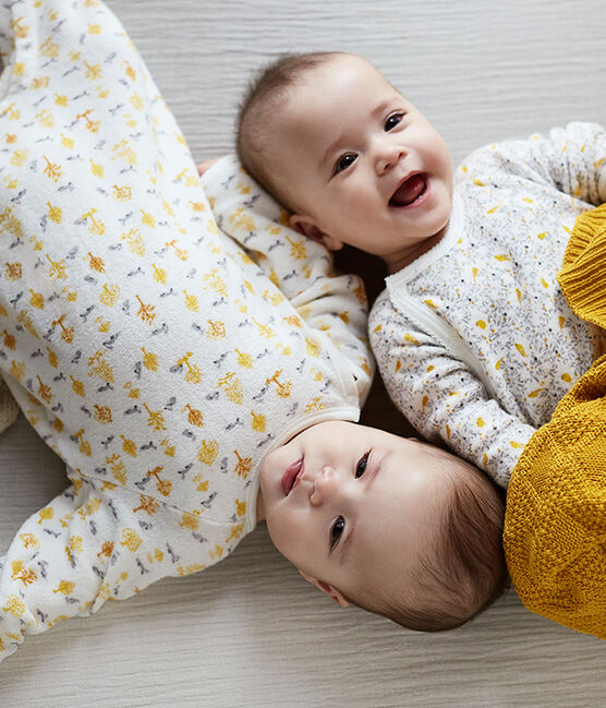 Pijama extra cálido de toalla de rizo afelpado para bebé niña blanco MARSHMALLOW/blanco MULTICO