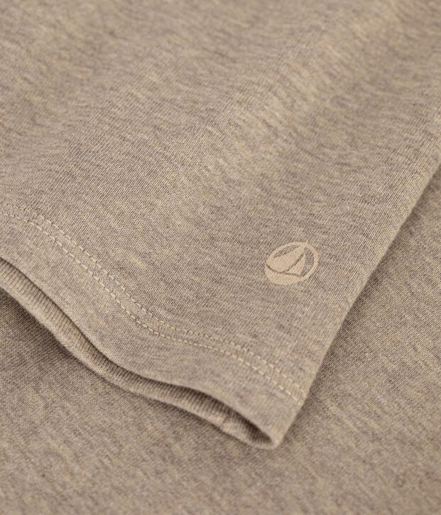 Camiseta lisa de algod&oacute;n de manga corta para mujer beige