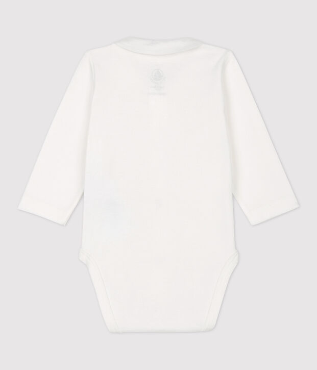 Bodi con cuello de beb&eacute; ni&ntilde;o de algod&oacute;n org&aacute;nico blanco