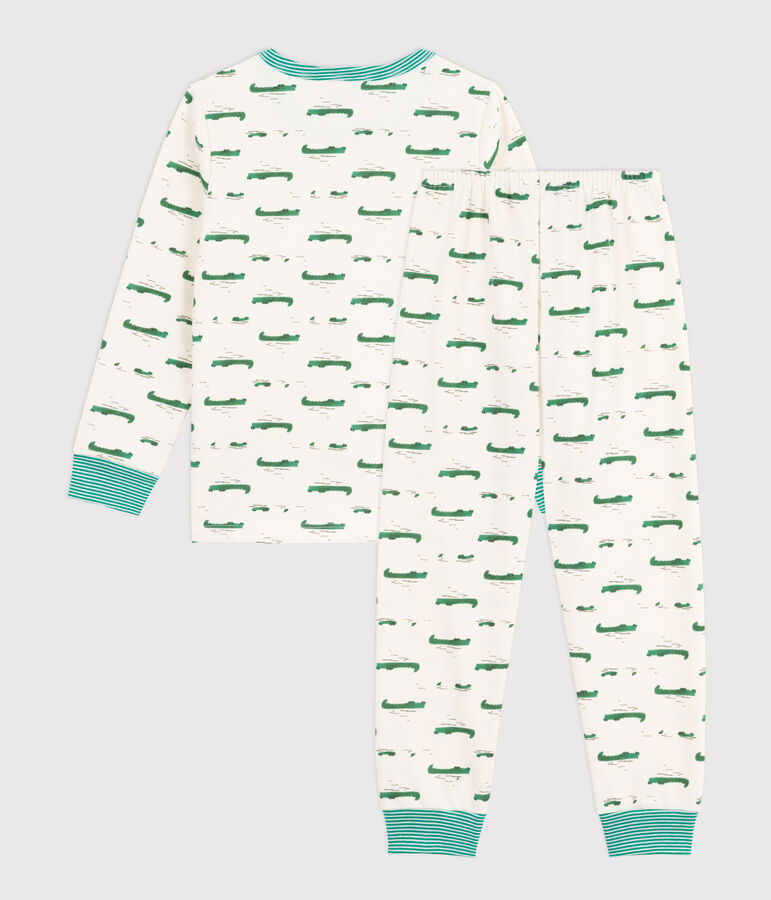 Pijama infantil de felpa con estampado de cocodrilos crudo/multicolor