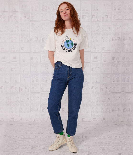 Camiseta LE BOXY de algodón para mujer blanco MARSHMALLOW