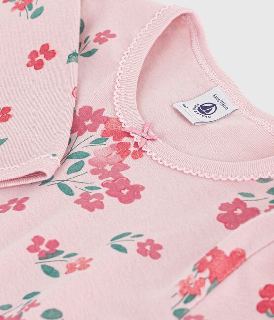 Camisón infantil de algodón con estampado de flores rosa JOLI/blanco MULTICO
