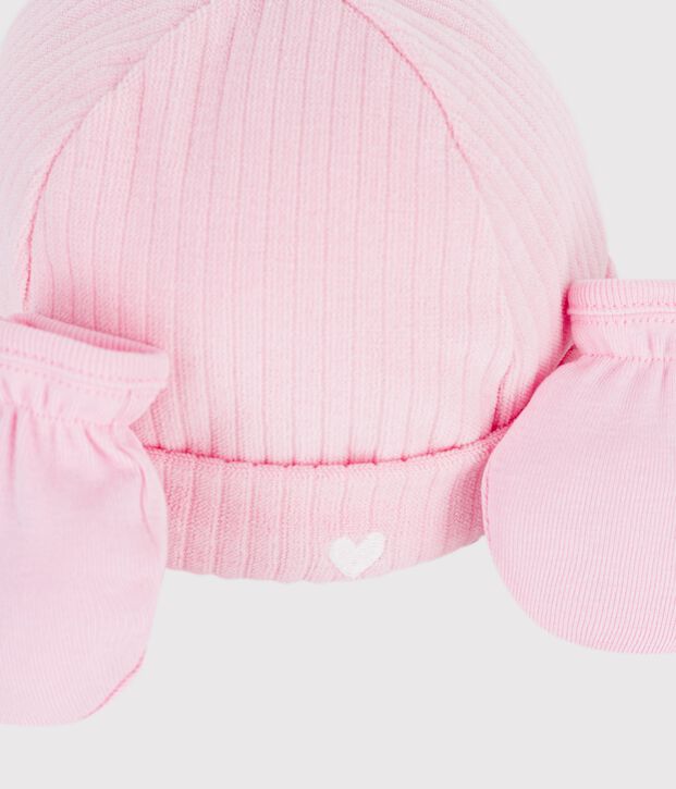 Juego de gorro y manoplas de algod&oacute;n para beb&eacute; multicolor