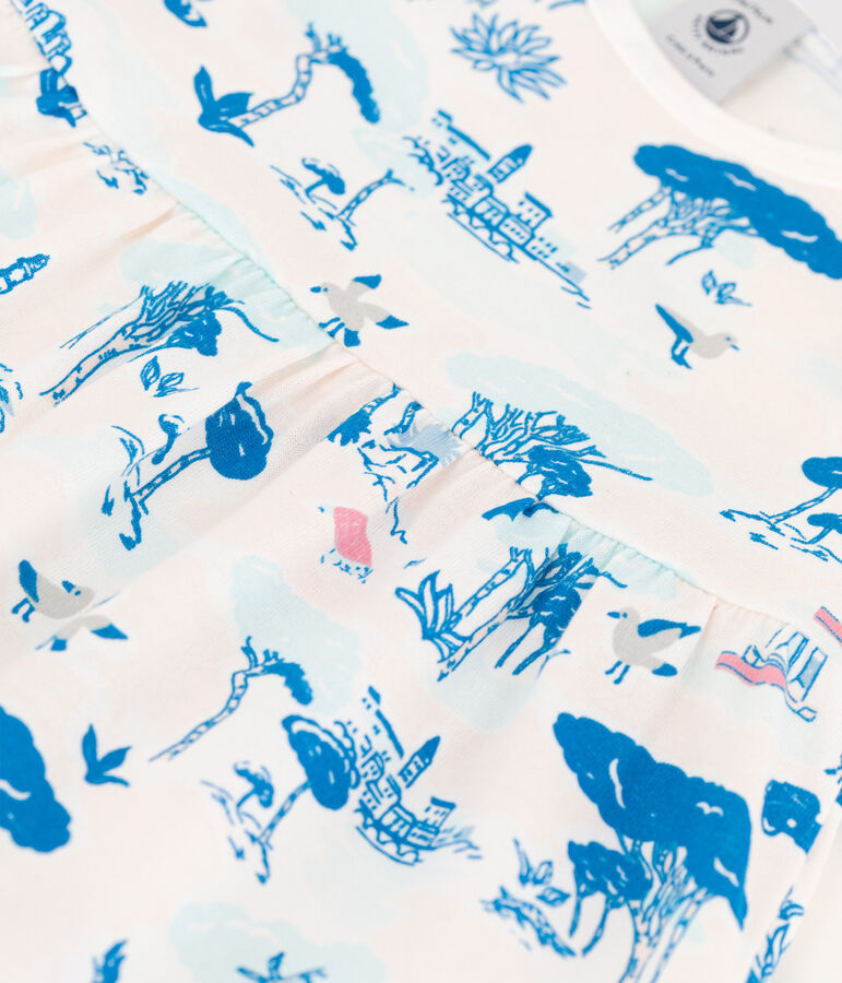 Vestido estampado sin mangas de punto de beb&eacute; ni&ntilde;a blanco/multicolor