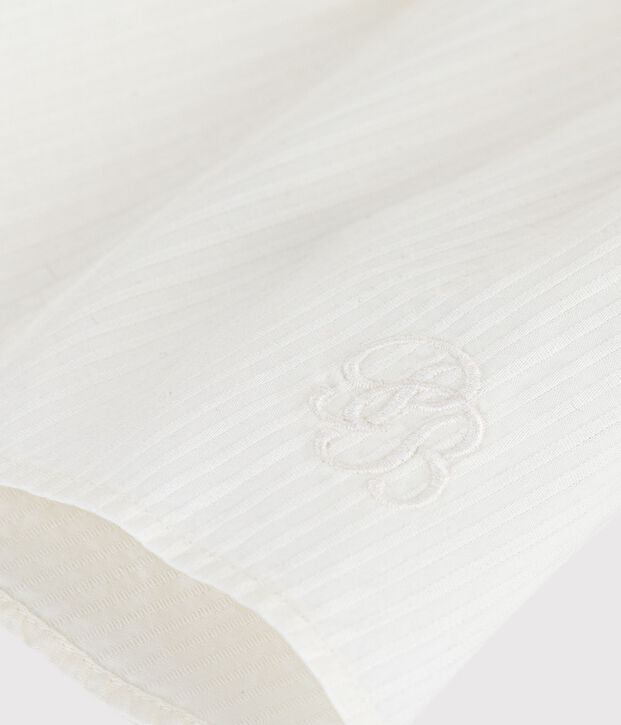 Blusa lisa de manga corta de popelina de algod&oacute;n para beb&eacute; blanco