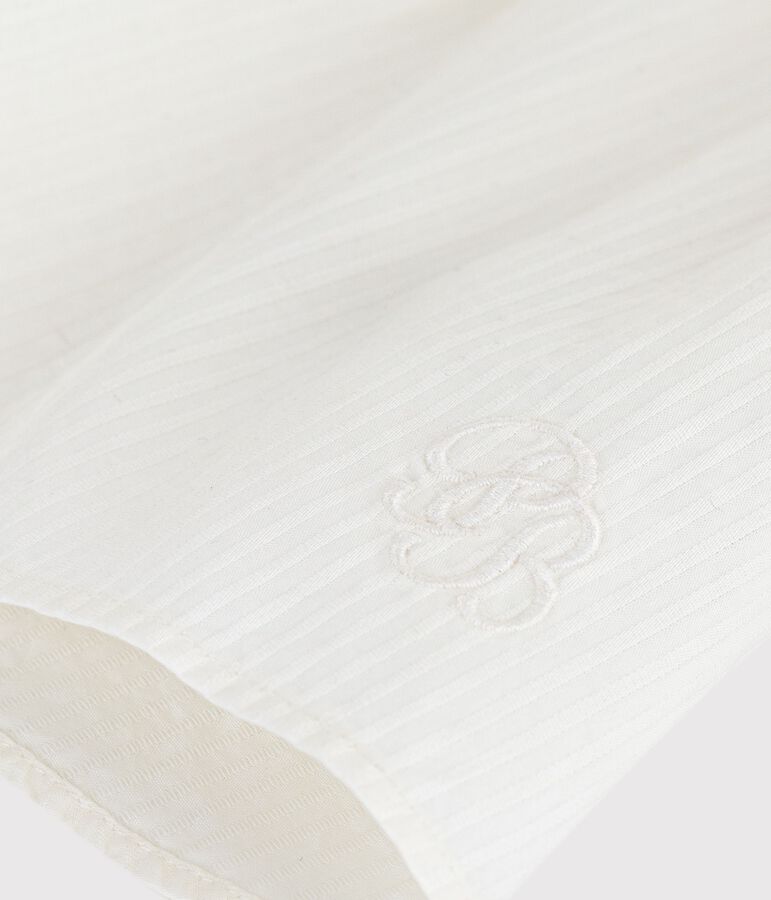 Blusa lisa de manga corta de popelina de algod&oacute;n para beb&eacute; blanco MARSHMALLOW