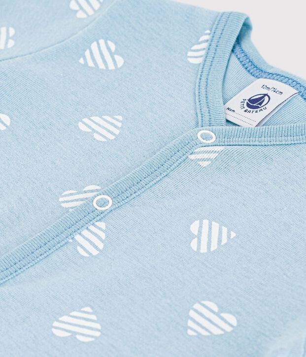 Mono corto de algod&oacute;n con estampado de corazones para beb&eacute; verde/blanco