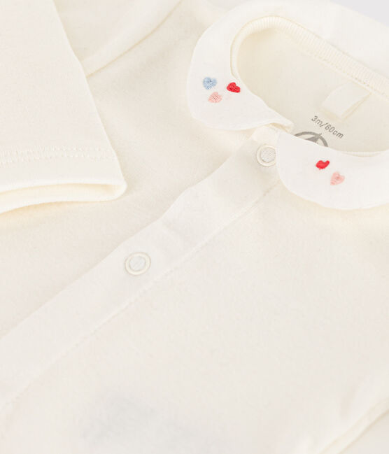 Bodi blanco con cuello de bebé de algodón orgánico blanco MARSHMALLOW