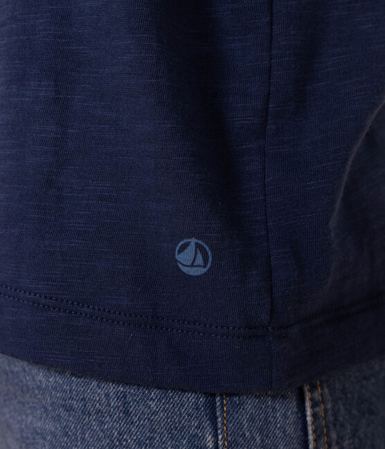 Camiseta LA RECTA de algodón con cuello redondo para mujer azul INCOGNITO