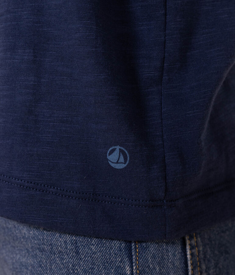 Camiseta LA RECTA de algod&oacute;n con cuello redondo para mujer azul