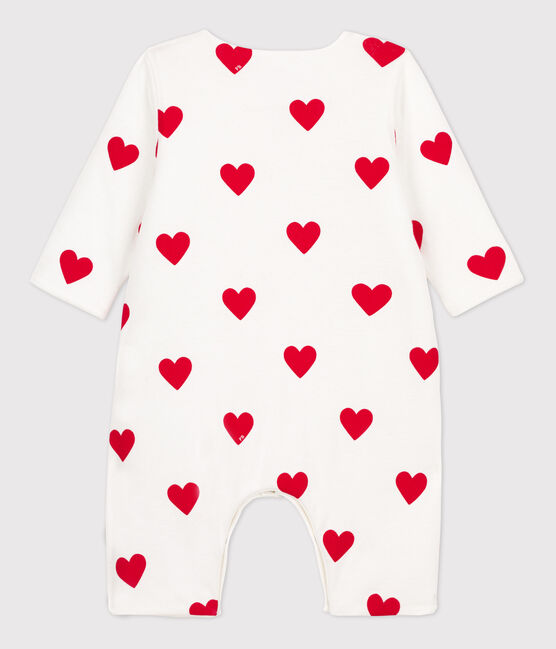 Mono largo de corazones rojos de canalé para bebé blanco MARSHMALLOW/rojo TERKUIT