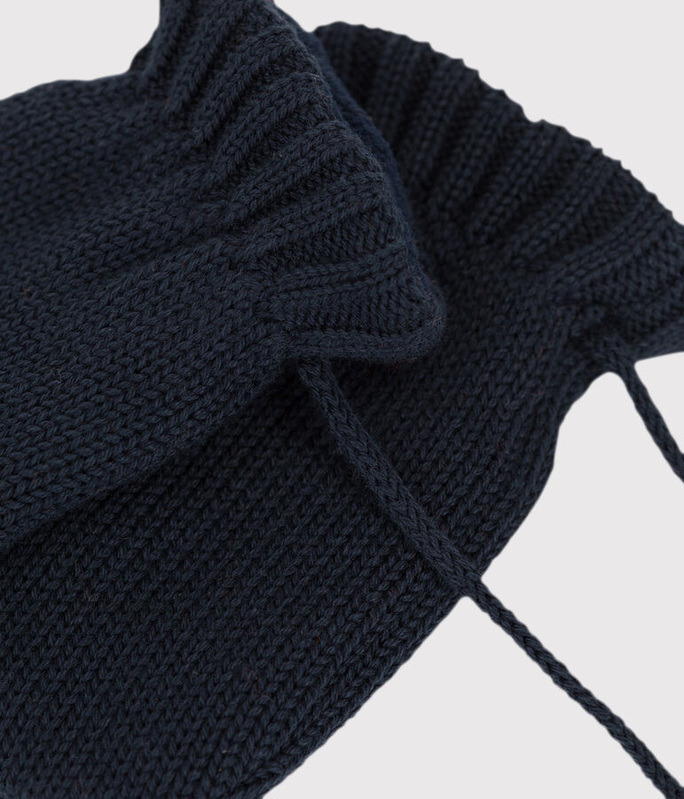 Manoplas de punto tricotado con forro polar reciclado para beb&eacute; azul