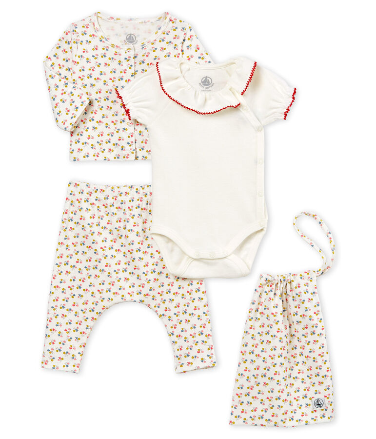 Conjunto 4 piezas estampado para beb&eacute; ni&ntilde;a multicolor