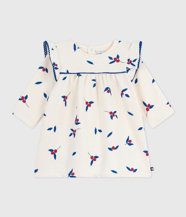 Vestido de algod&oacute;n de manga larga con estampado de ballenas para beb&eacute; crudo/multicolor