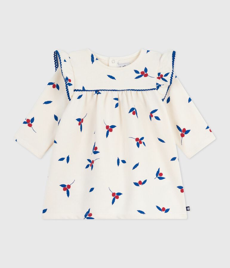 Vestido de algod&oacute;n de manga larga con estampado de ballenas para beb&eacute; crudo/multicolor