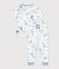 Pijama infantil de algod&oacute;n de manga corta y pierna larga con estampado blanco/multicolor